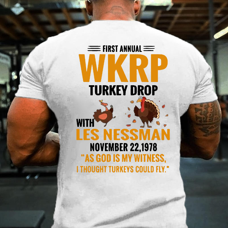 First Annual WKRP Turkey Drop With Les Nessman November 22 1978 T-shirt