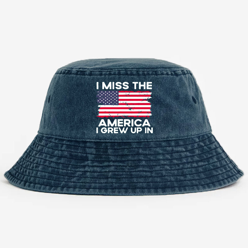 I Miss The America I Grew Up In USA Flag Print Bucket Hat