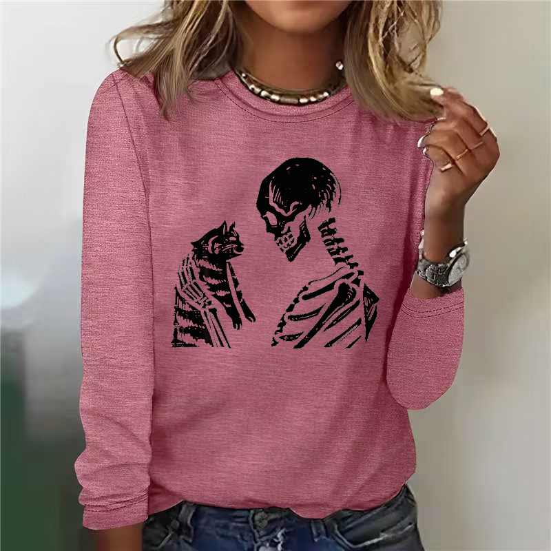 Skeleton Cat Cute Kitten Funny Halloween  Women  Sweatshirt