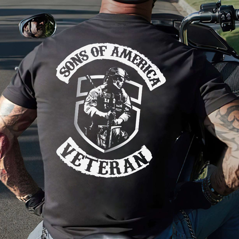 Sons Of America Veteran Skull Print Men's T-shirt