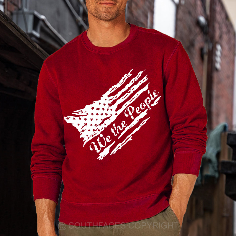 USA Distressed Flag We The People Sweatshirt