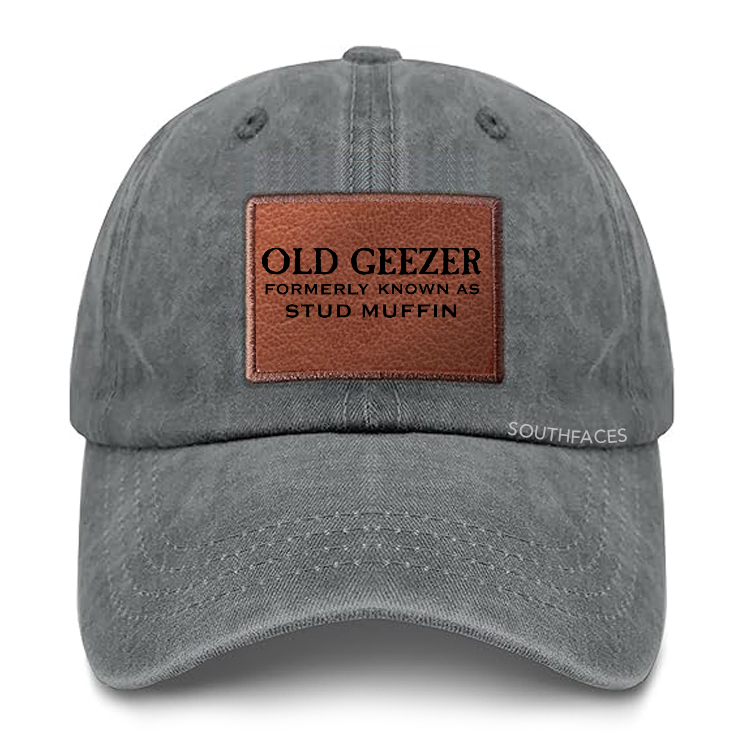 Old Geezer Formerly Known As Stud Muffin Leather Patch Cap
