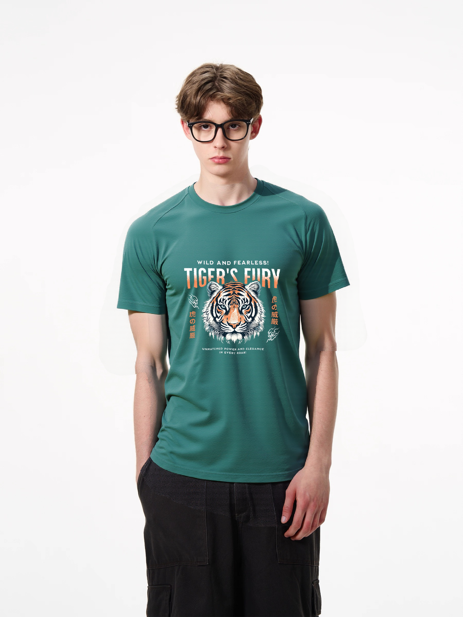 1pcs Trendy Wild Tiger T Shirt Print, 180g Pure Cotton Various Colors Tee, Bold Graphic Design, Ultra Comfortable Unmatched Power and Elegance Statement Top for Men and Women. Casual Tees with Creative Graphics Casual Short Sleeve Tops