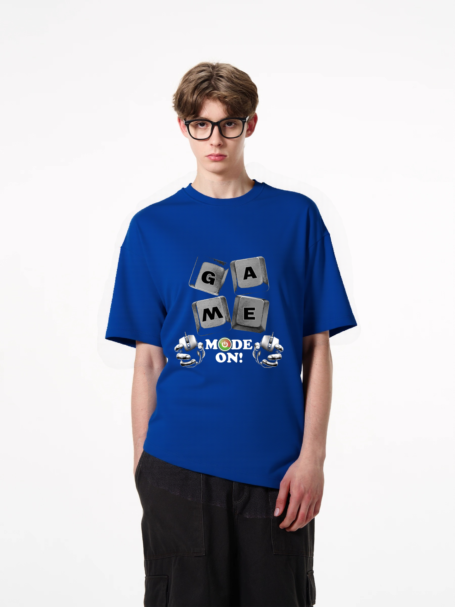 1pcs Trendy "Game Mode On" T Shirt featuring keyboard key design, vibrant print, various colors available, perfect for gamers, 180g pure cotton for comfort and durability. Breathable Casual Shirts for Warm Weather Versatile Casual Tees