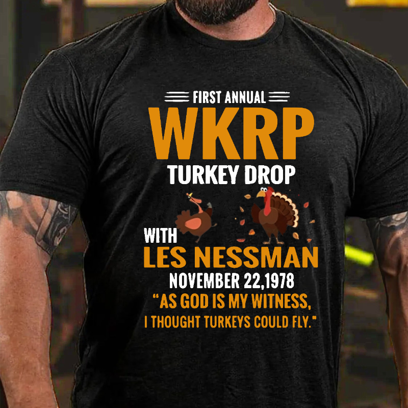 First Annual WKRP Turkey Drop With Les Nessman November 22 1978 T-shirt