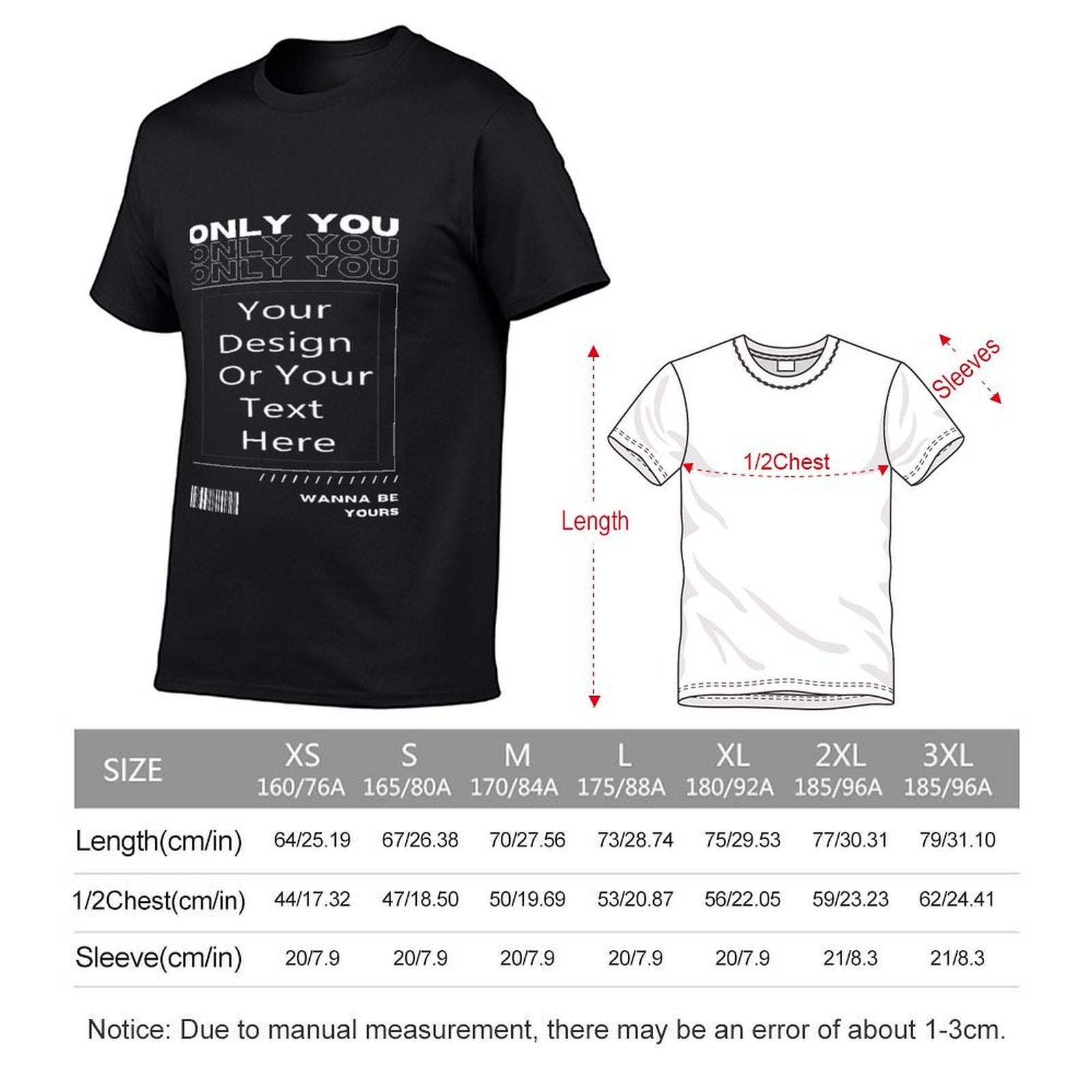 180g 100% Cotton T-Shirt | Premium Heavyweight Tee "Only You"