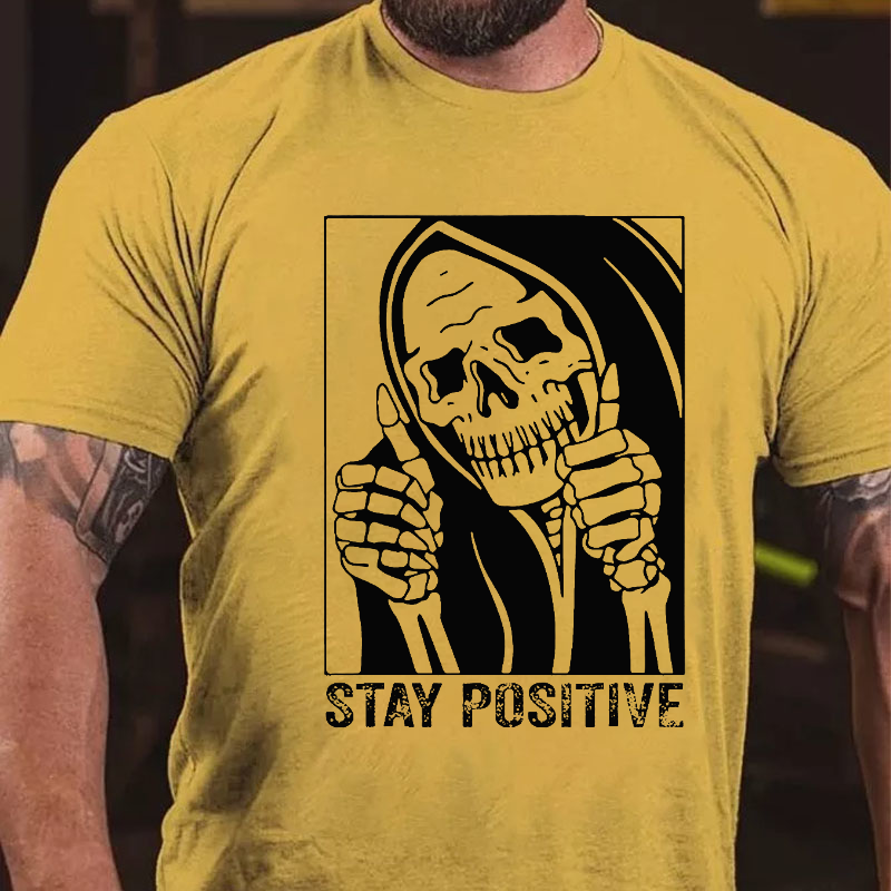 Funny Skull Stay Positive Skeleton Halloween Motivational T-shirt