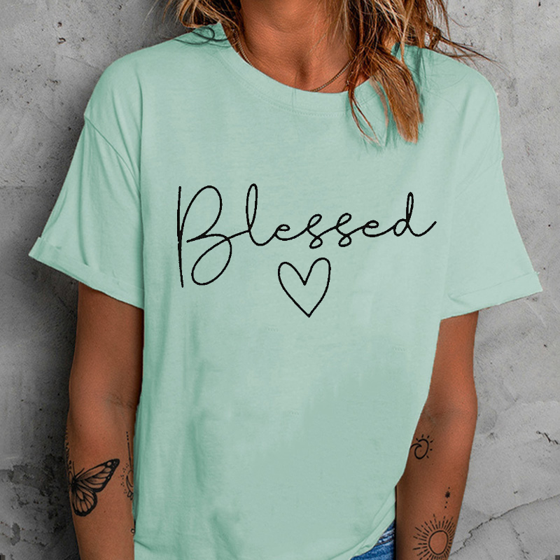Blessed Heart Print T-shirt