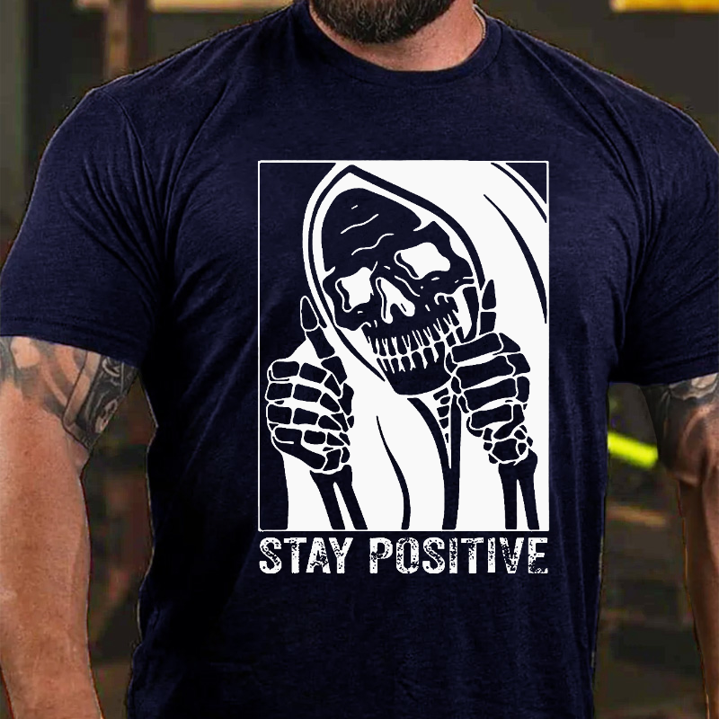 Funny Skull Stay Positive Skeleton Halloween Motivational T-shirt