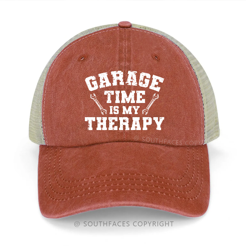Garage Time Is My Therapy Funny Gift Trucker Cap