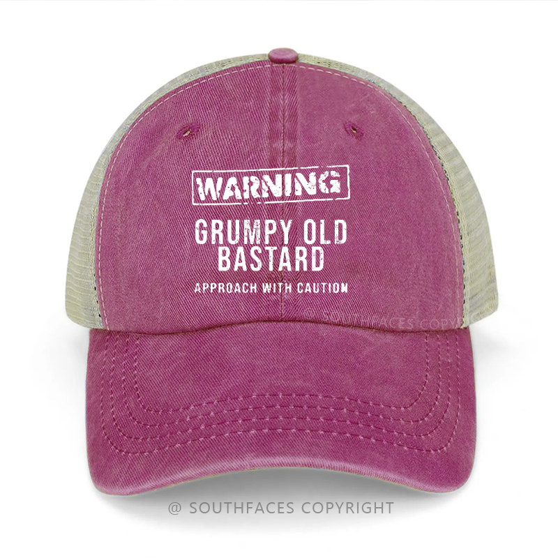 Warning Grumpy Old Bastard Approach With Caution Trucker Cap