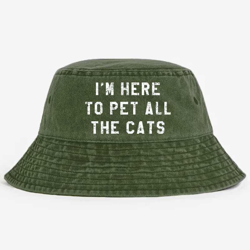 I'm Here To Pet All The Cats Bucket Hat