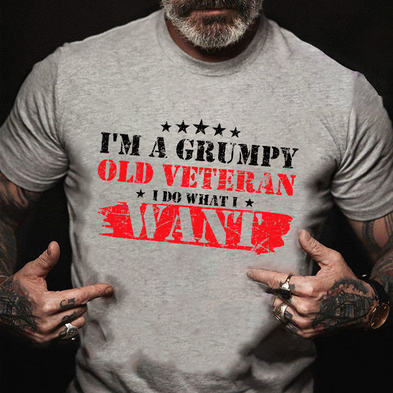 I'm A Grumpy Old Veteran I Do What I Want Color Matching Men's T-shirt