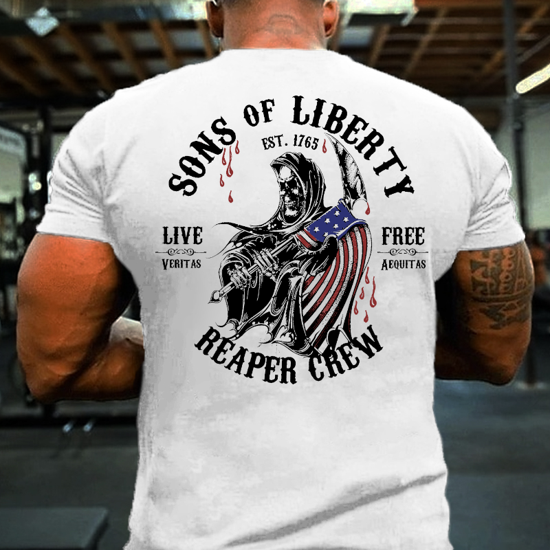 Sons of Liberty Reaper Crew Live Free Veritas Aequitas T-shirt