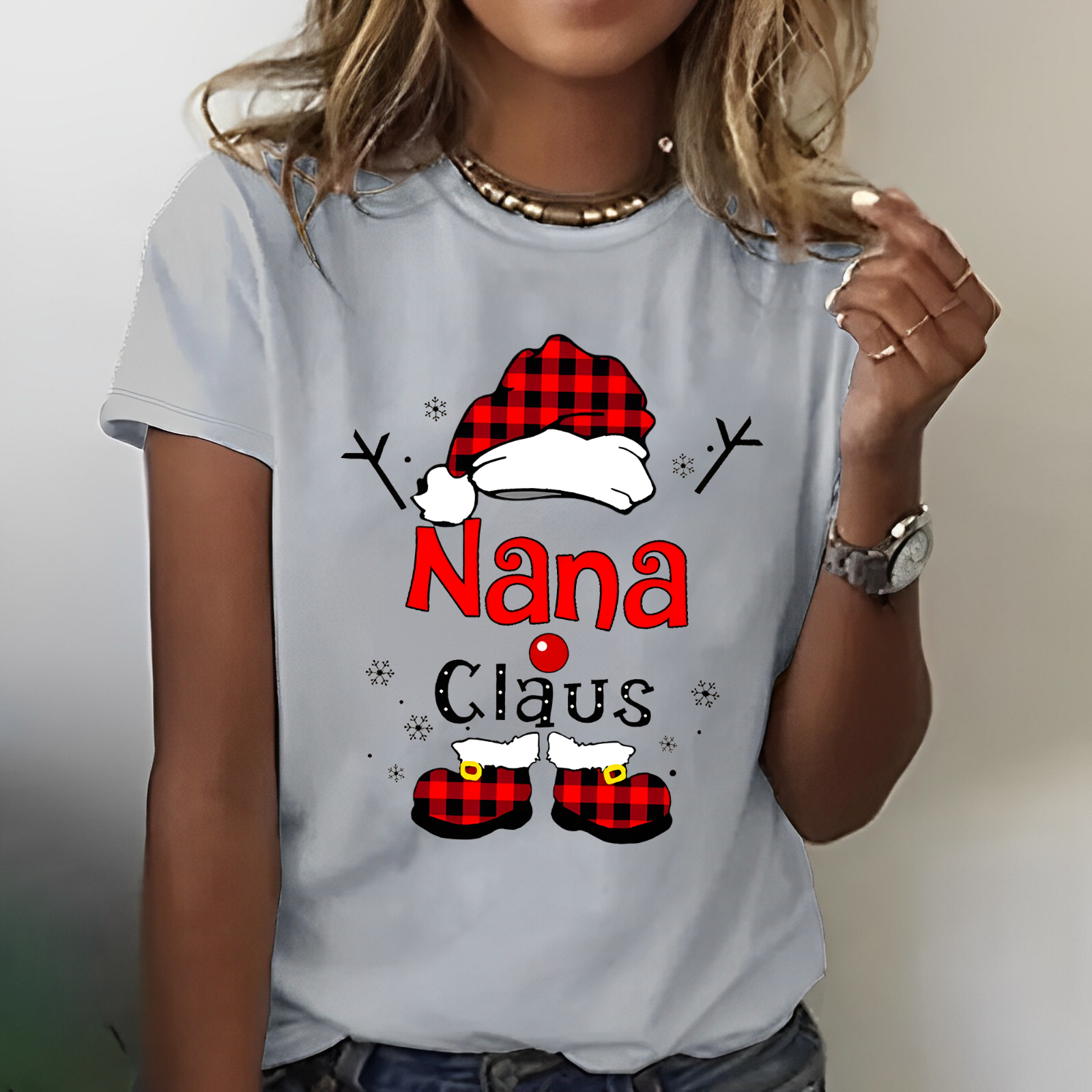 Christmas Grandma Claus Snowflake T-shirt