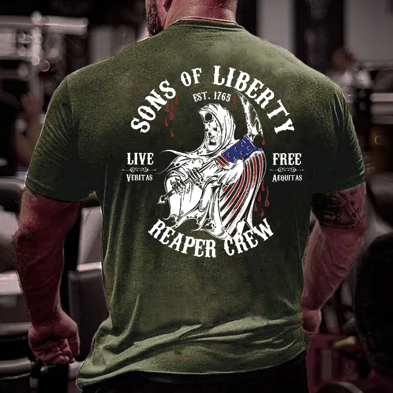 Sons of Liberty Reaper Crew Live Free Veritas Aequitas T-shirt