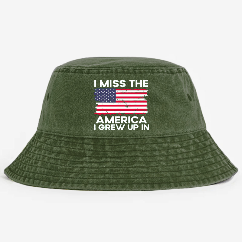 I Miss The America I Grew Up In USA Flag Print Bucket Hat