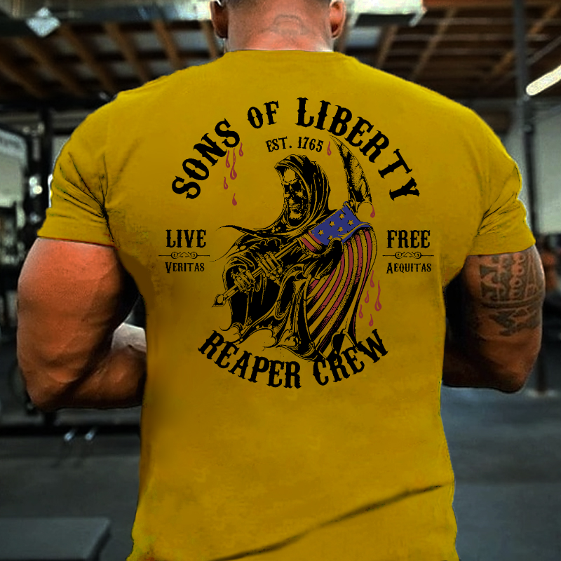 Sons of Liberty Reaper Crew Live Free Veritas Aequitas T-shirt