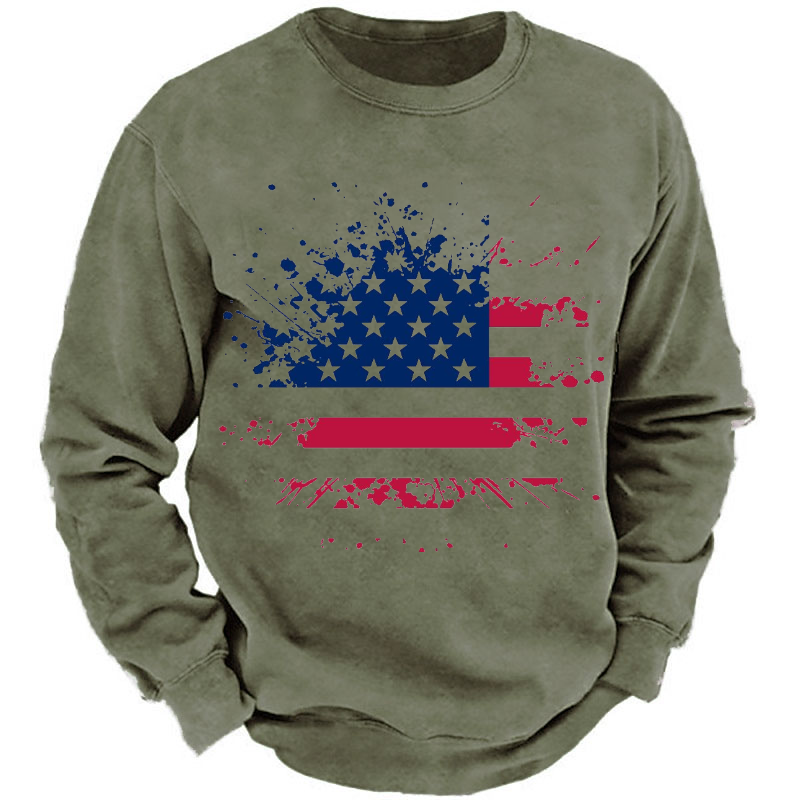 American Colorful Shabby Flag Print Sweatshirt