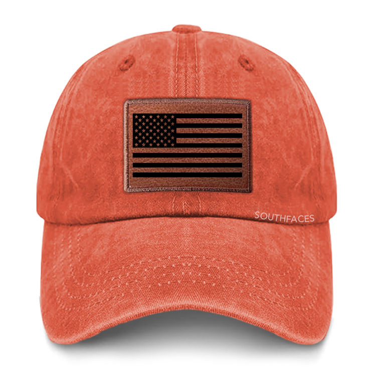 America Flag Leather Patch Cap