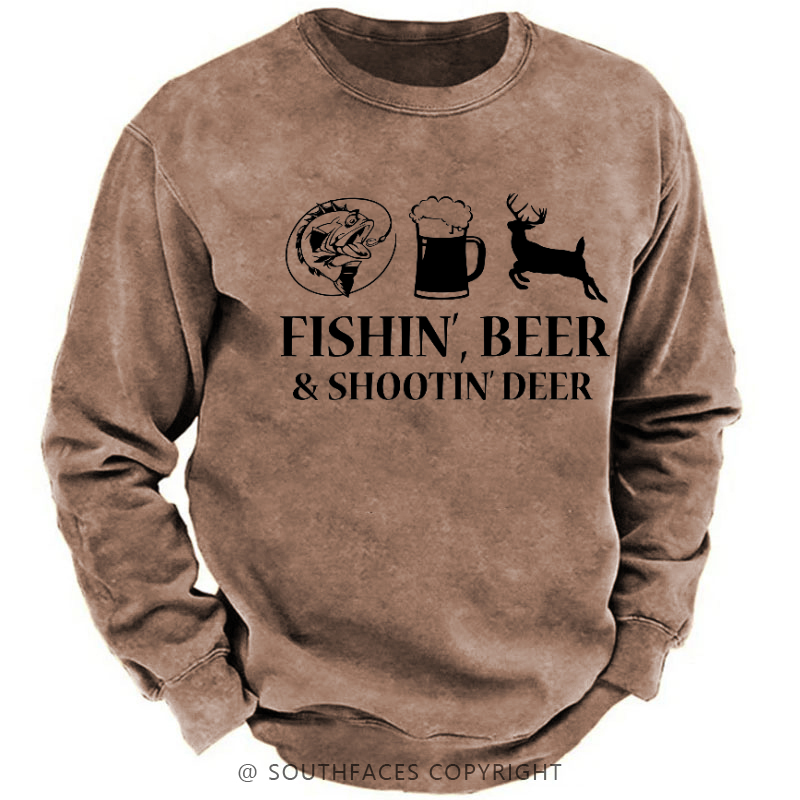 Fishin', Beer & Shootin' Deer Sweatshirt