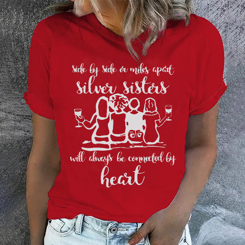 Side By Side A Miles Apart Silves Sisters T-shirt