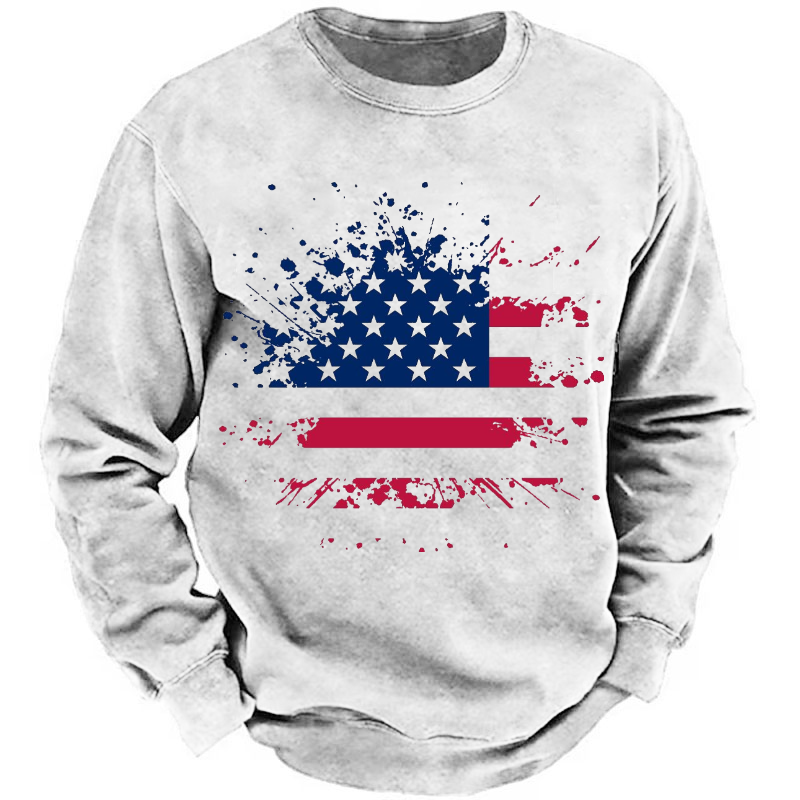 American Colorful Shabby Flag Print Sweatshirt