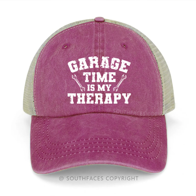 Garage Time Is My Therapy Funny Gift Trucker Cap