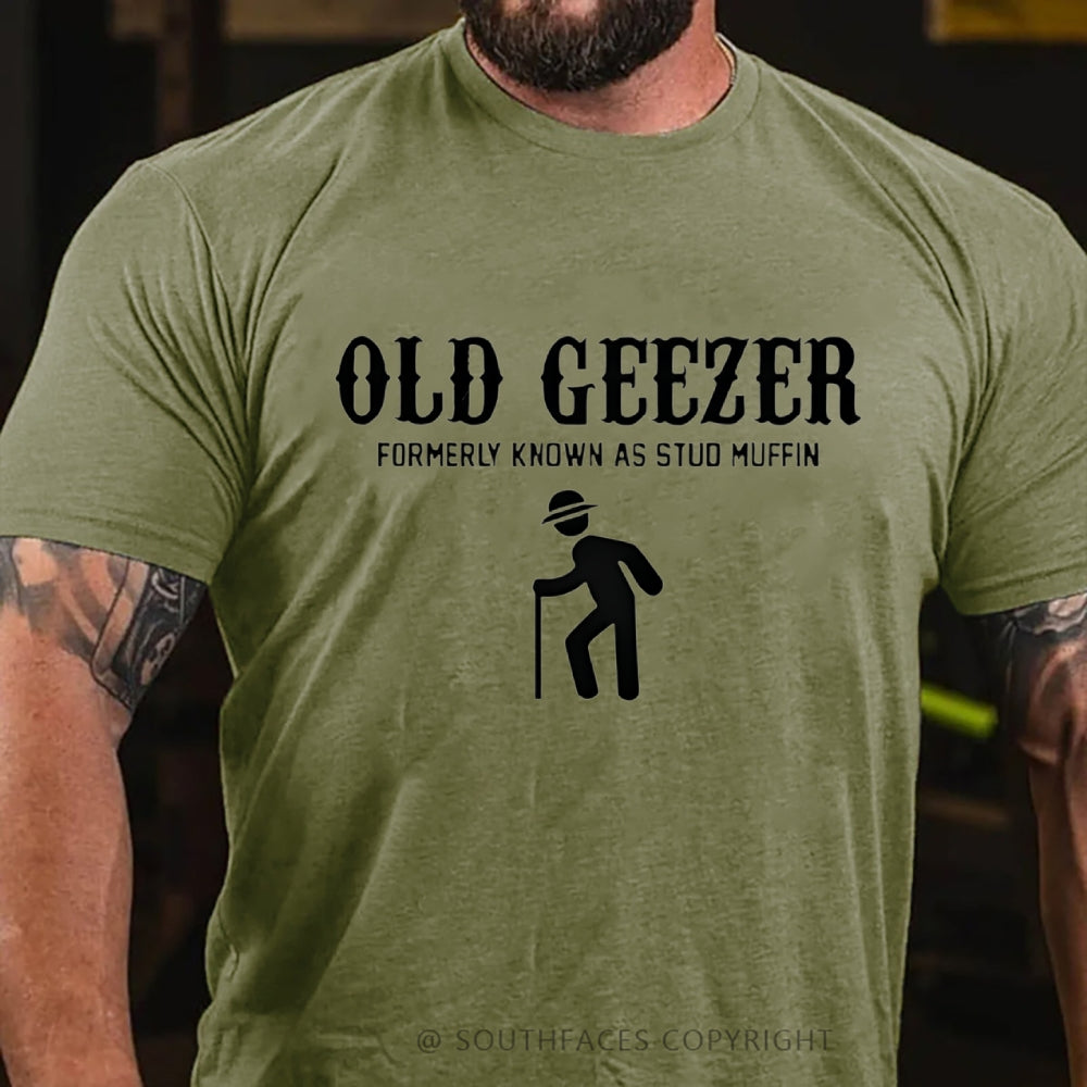 Funny Old Geezer Formerly Known As Stud Muffin Washed T-Shirt