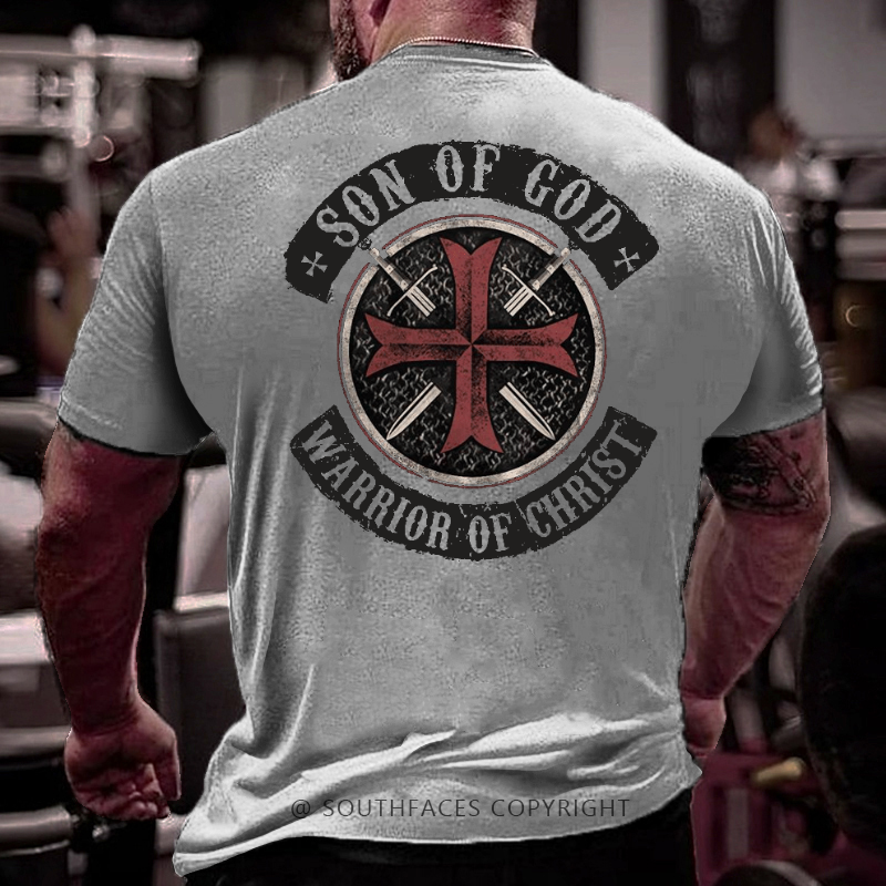 Son Of God Warrior Of Christ Cross Print Men's T-shirt