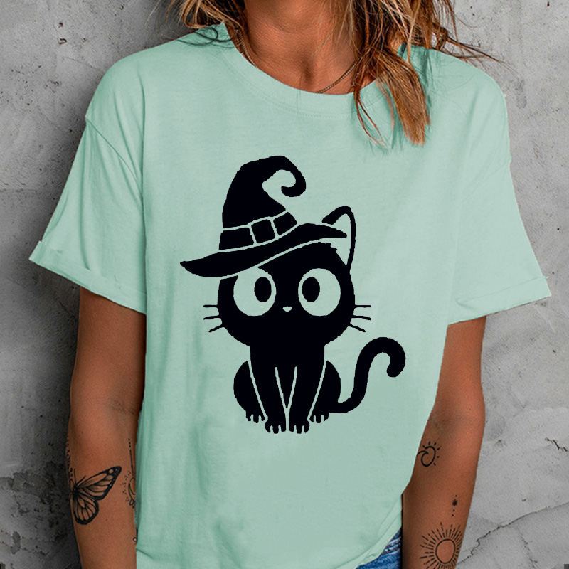 Halloween Womans Cat T-shirt