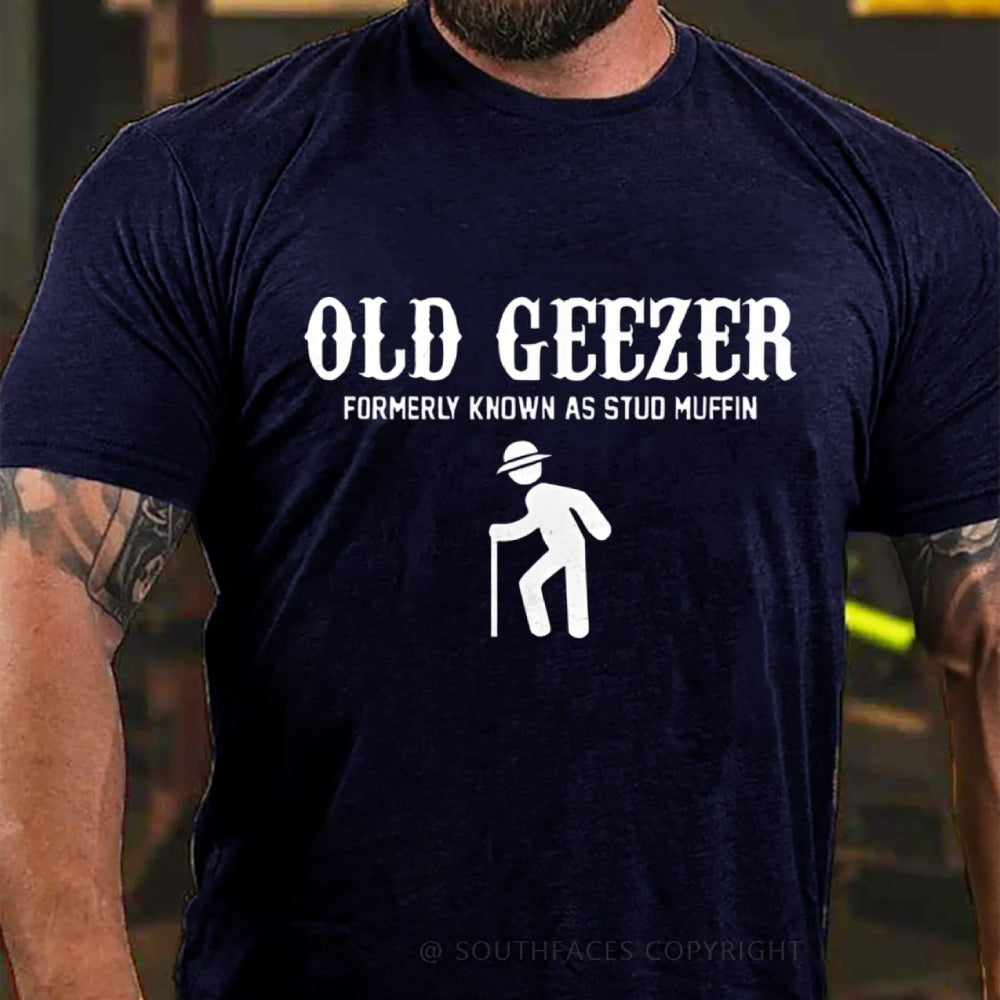 Funny Old Geezer Formerly Known As Stud Muffin Washed T-Shirt