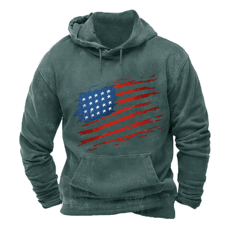 American Colorful Distressed Waving Flag Hoodie