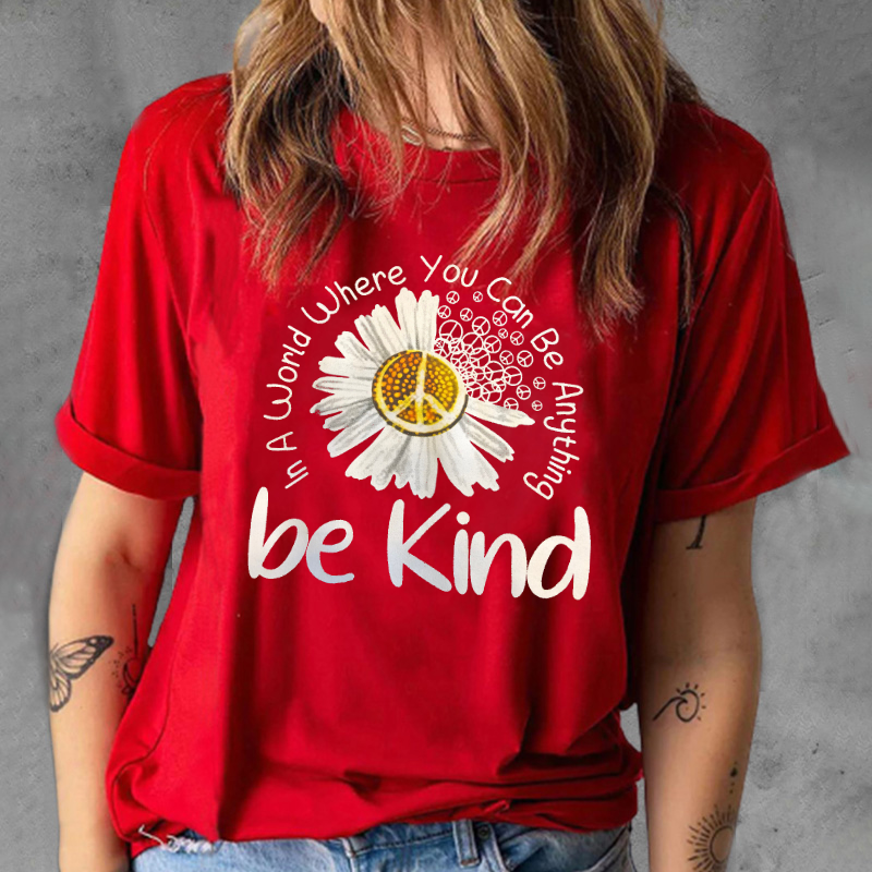 Be Kind Daisy Print Short Sleeve T-shirt