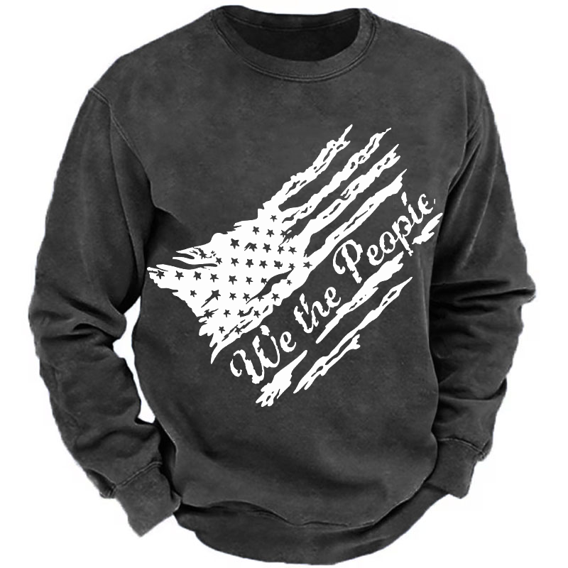 USA Distressed Flag We The People Sweatshirt