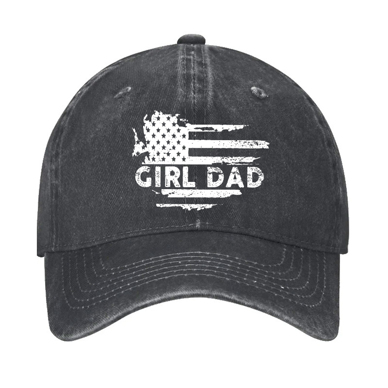 Girl Dad With Flag Print Funny Father Gift Hat