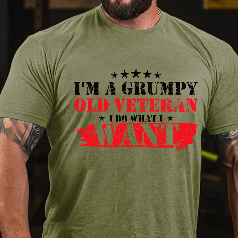 I'm A Grumpy Old Veteran I Do What I Want Color Matching Men's T-shirt