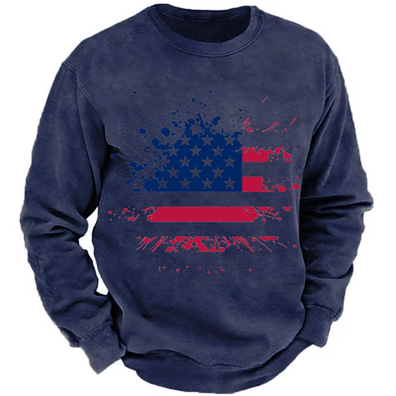 American Colorful Shabby Flag Print Sweatshirt
