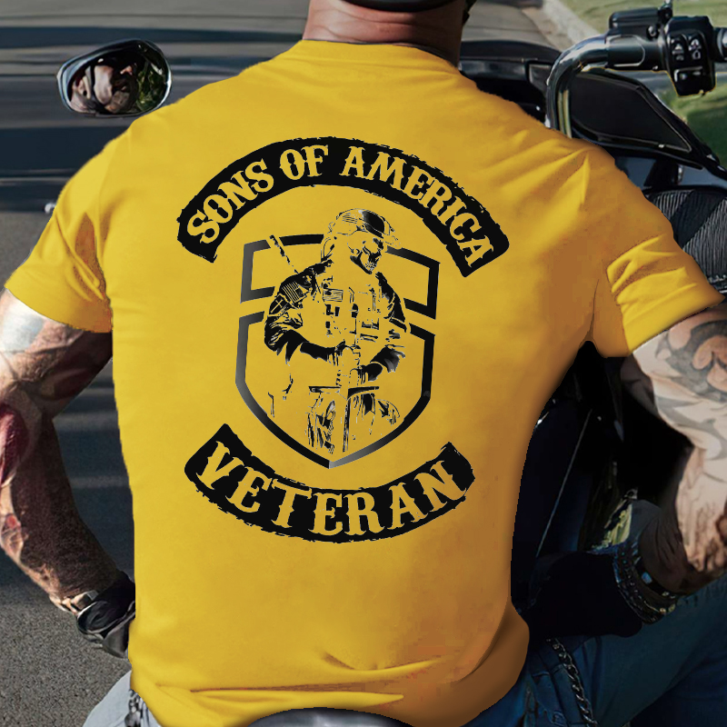 Sons Of America Veteran Skull Print Men's T-shirt