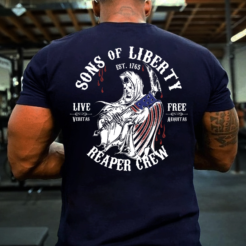 Sons of Liberty Reaper Crew Live Free Veritas Aequitas T-shirt