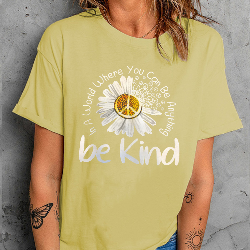 Be Kind Daisy Print Short Sleeve T-shirt