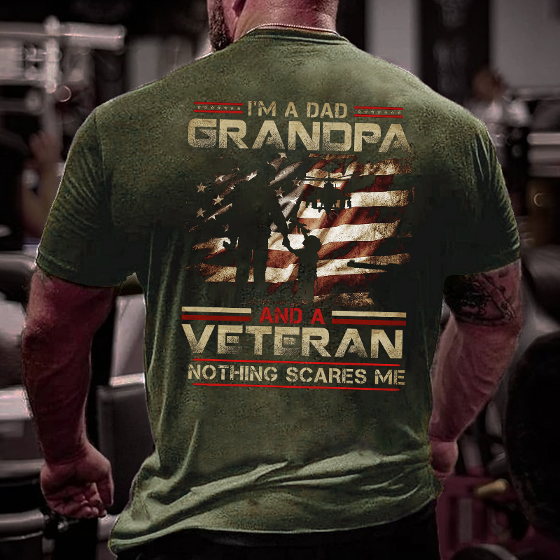 I'm A Dad Grandpa And A Veteran Nothing Scares Me Men's T-shirt