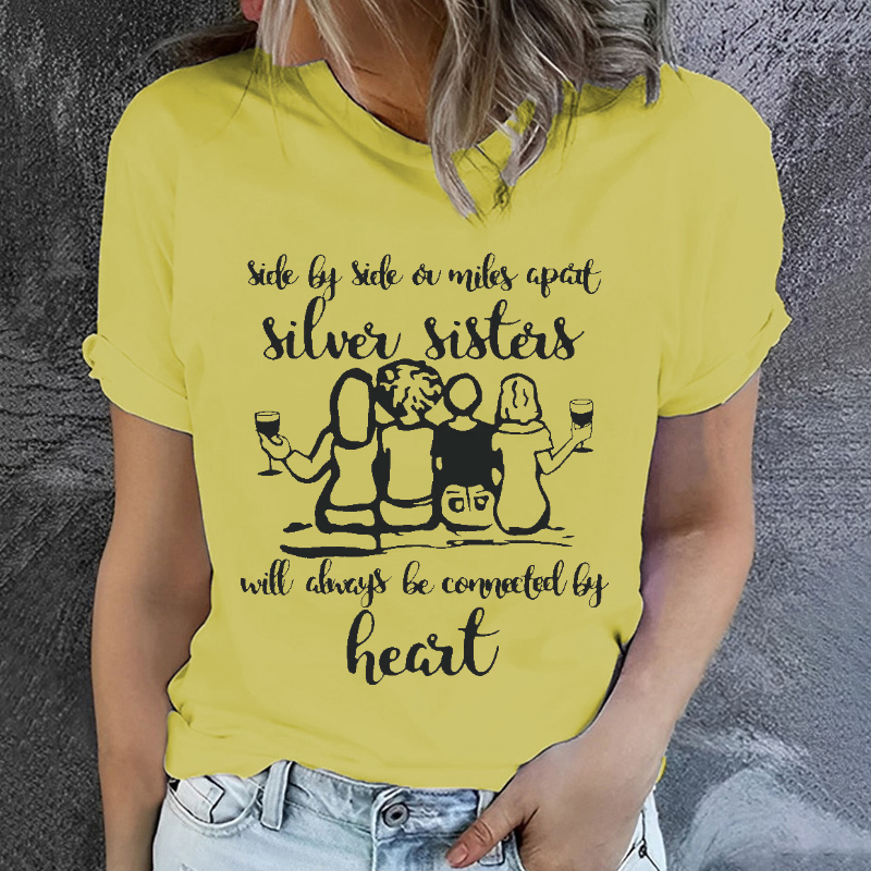 Side By Side A Miles Apart Silves Sisters T-shirt