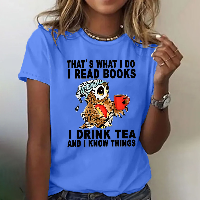 That's What I Do I Read Books Owl Graphic Print T-shirt