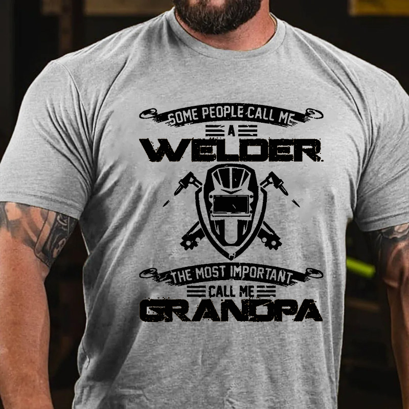 Vintage Most Important Call Me Grandpa Funny Welder T-shirt