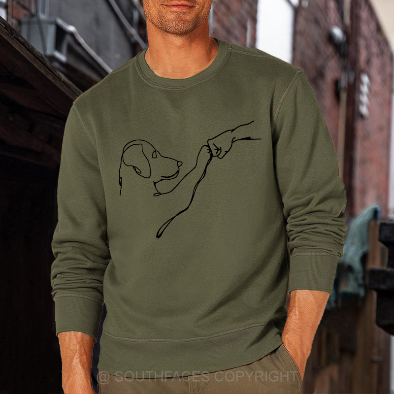 Dog Fist Bump Funny Print Sweatshirt