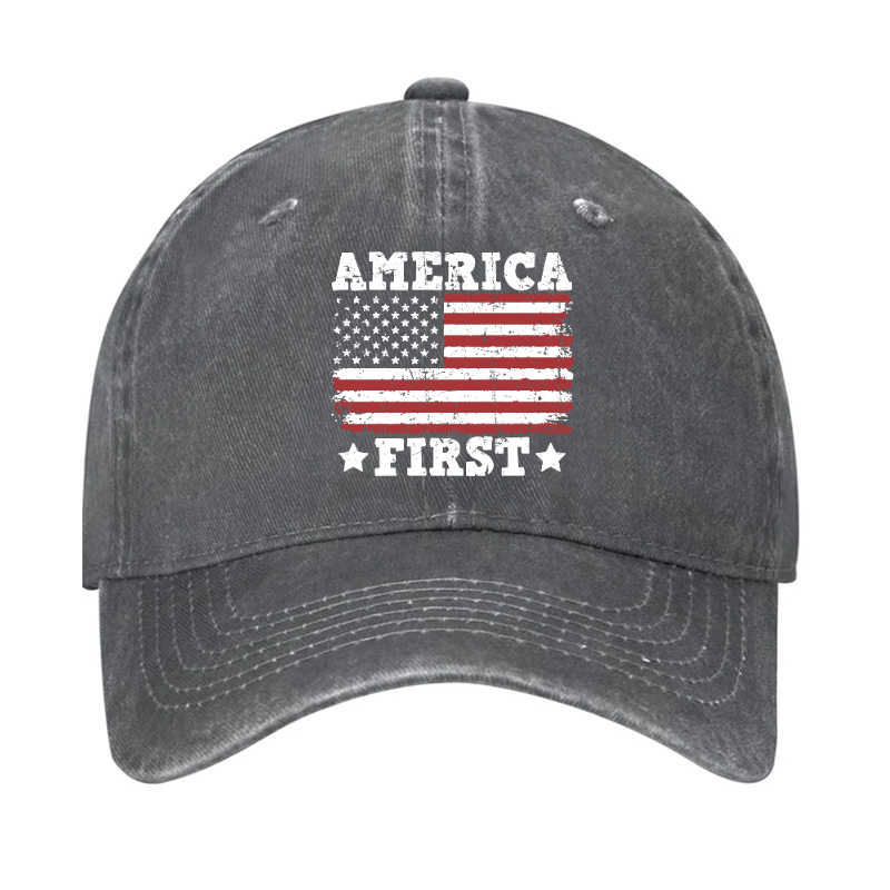America First With USA Flag Print Hat
