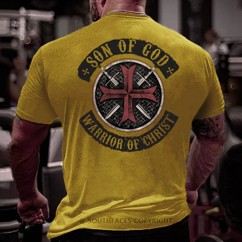 Son Of God Warrior Of Christ Cross Print Men's T-shirt