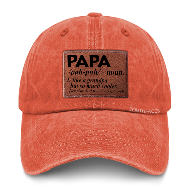 PAPA Like A Grandpa But So Much Cooler Leather Patch Cap