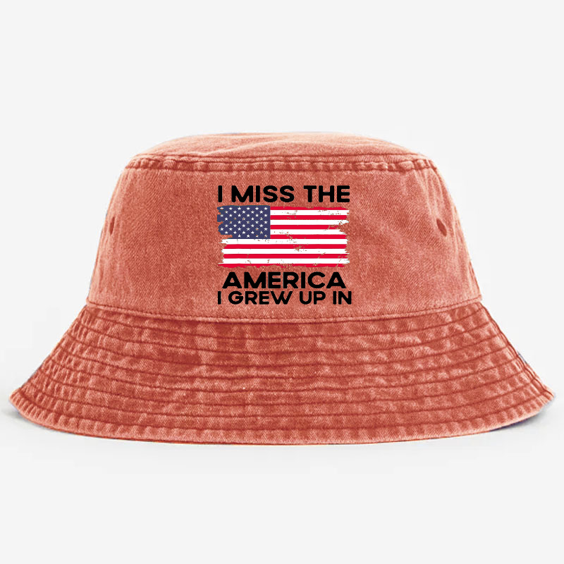 I Miss The America I Grew Up In USA Flag Print Bucket Hat